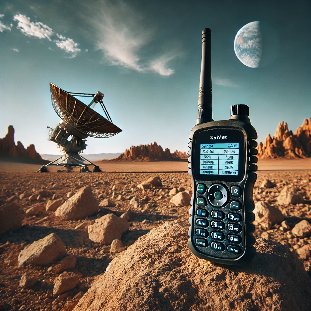 JabaSat teléfono satelital en un paisaje desértico de México, resaltando la importancia de la comunicación satelital en zonas remotas.